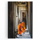 Black and white photograph of Angkor Wat on stretched canvas, ideal for kitchen wall art.