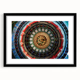 Extra large abstract art print featuring a colorful, textured depiction of Beijing, framed in black.
