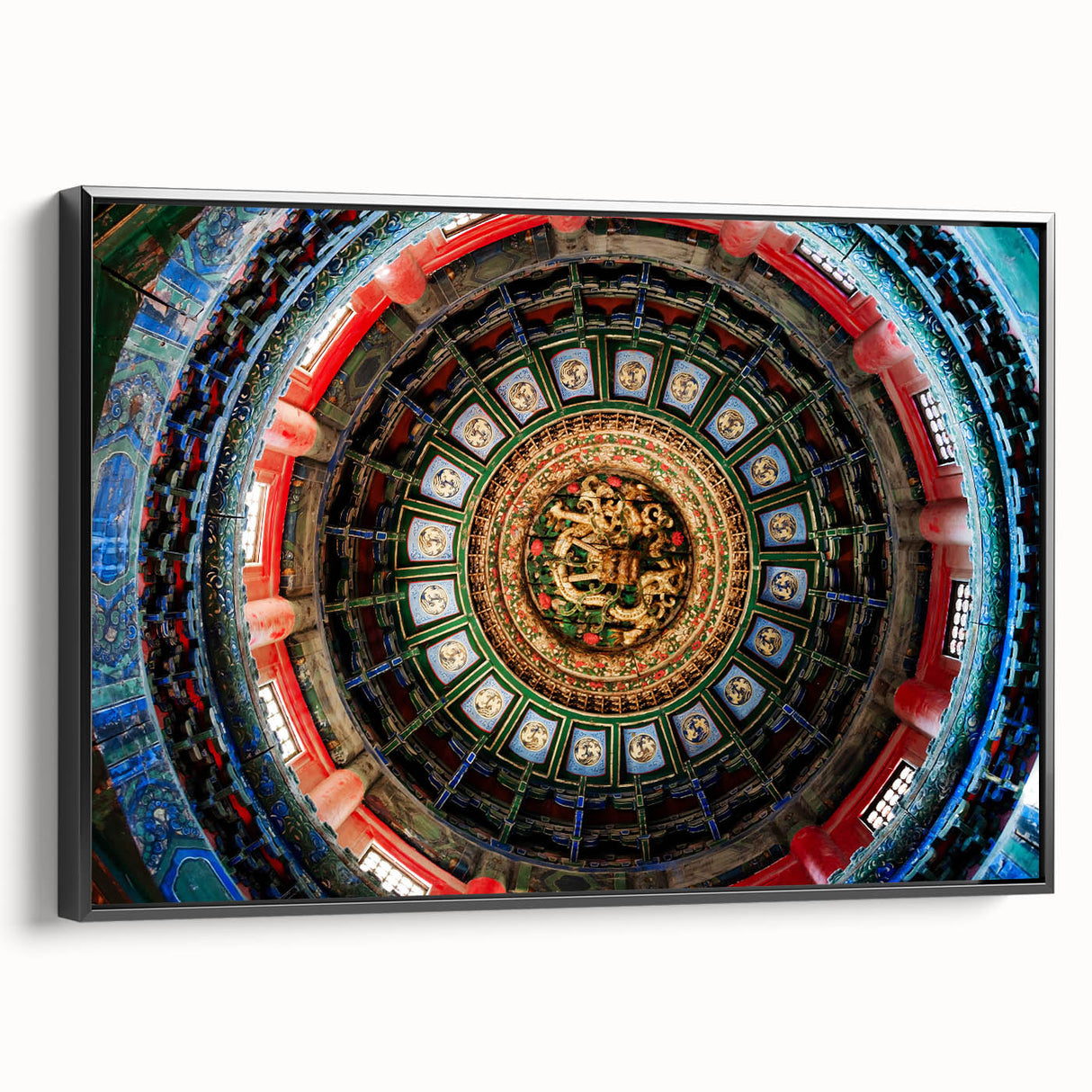 Black and white framed canvas of Beijing landscape with vintage poster art style, ideal for bedroom wall decor.