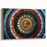 Framed canvas featuring a vintage-style landscape of Beijing with dominant black and gold tones, ideal for bedroom wall art.