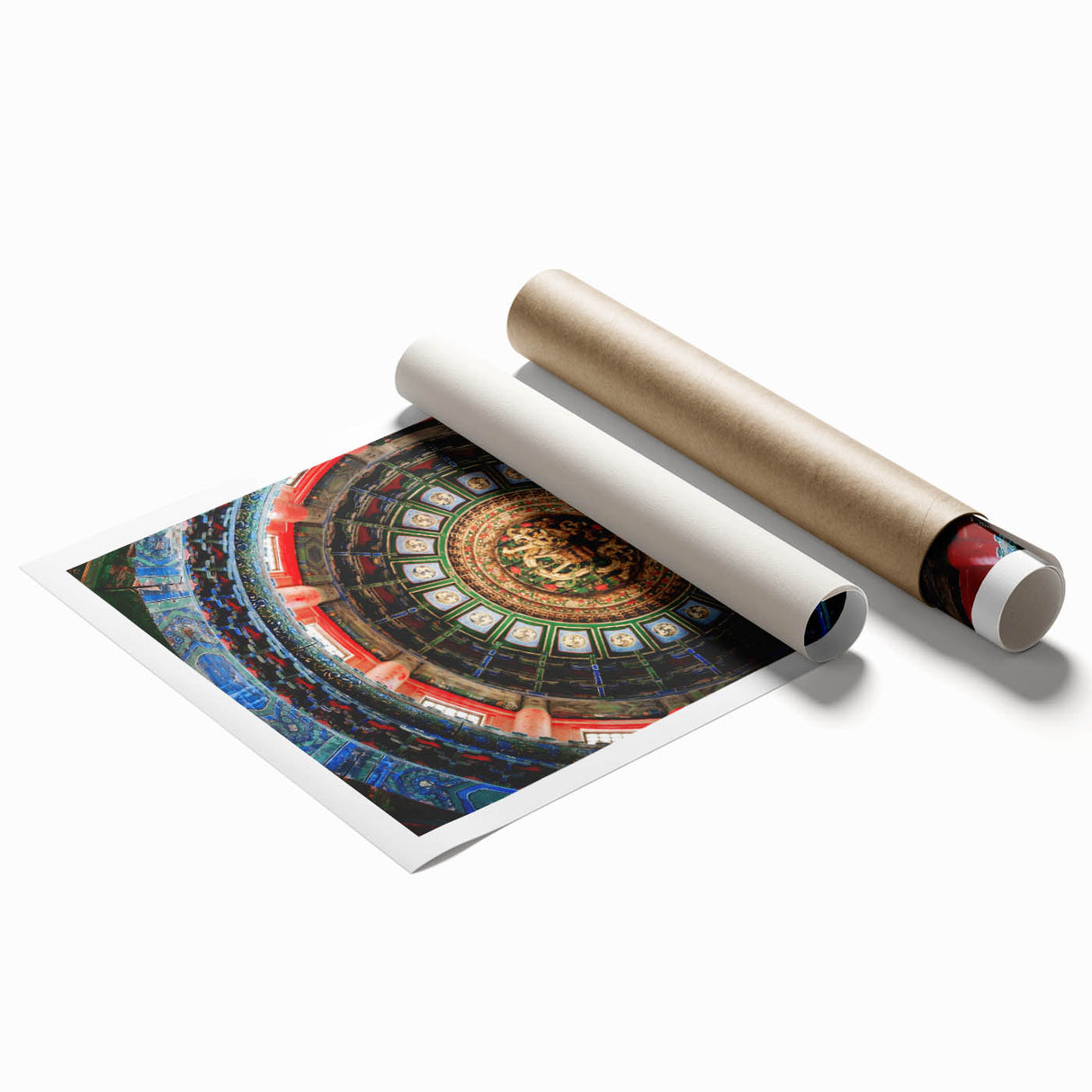 Extra large rolled print of Beijing scenery featuring soft pastel floral art.
