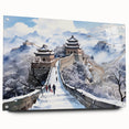 Acrylic print of the Great Wall of China in muted earth tones, ideal for dining room decor.