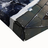 Black and white landscape art painting of the Great Wall of China on stretched canvas, ideal for bedroom decor.