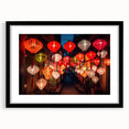 Extra large, colorful abstract art print of Shanghai skyline in textured style on a framed black canvas.