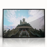 Large abstract wall art depicting the Hong Kong skyline in muted gray tones on a framed acrylic.