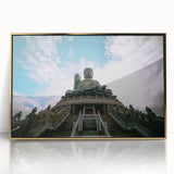 Framed acrylic print of Hong Kong skyline in gold and black, ideal for modern art wall decor.