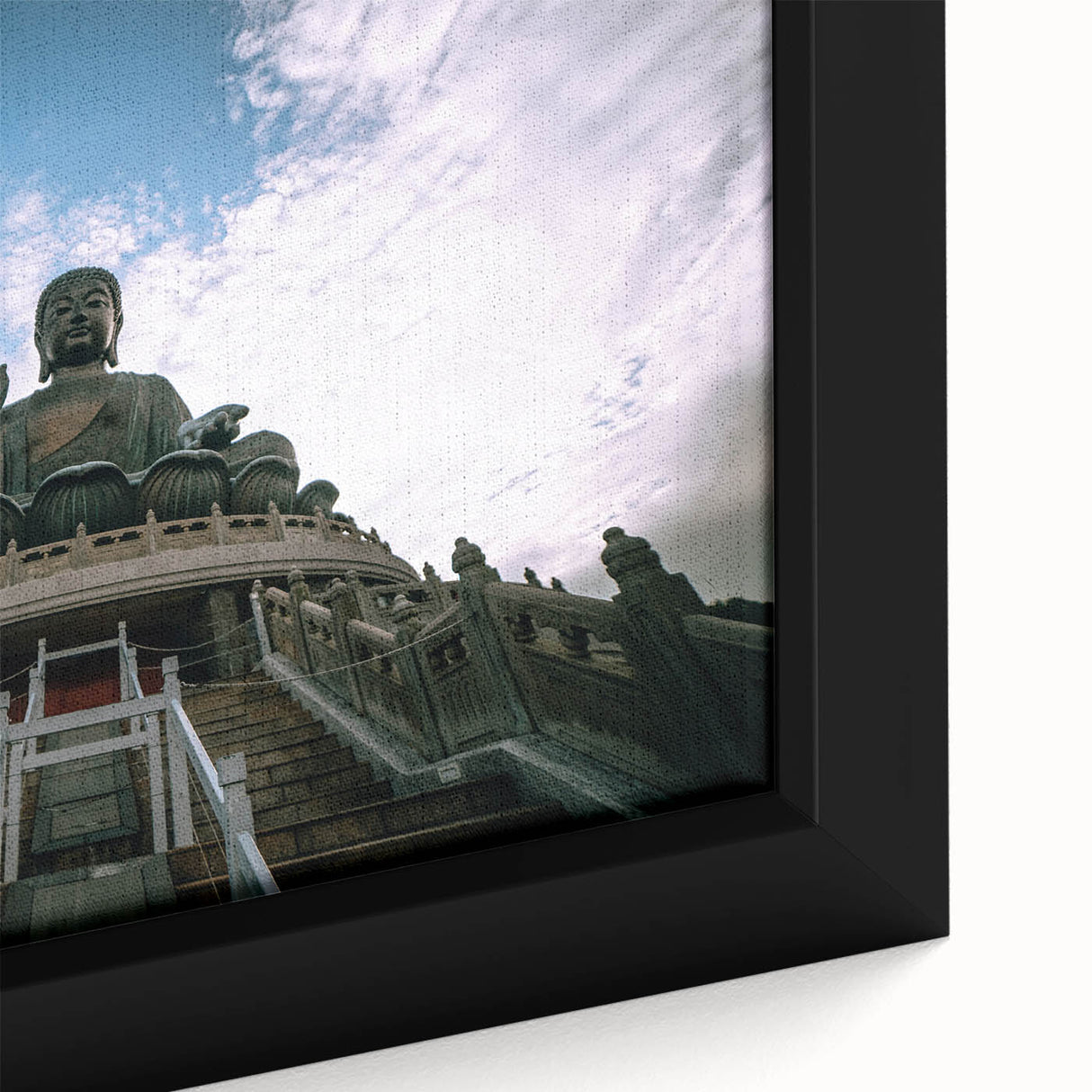 Black wall art featuring a textured Hong Kong skyline in vibrant colors on a framed canvas.