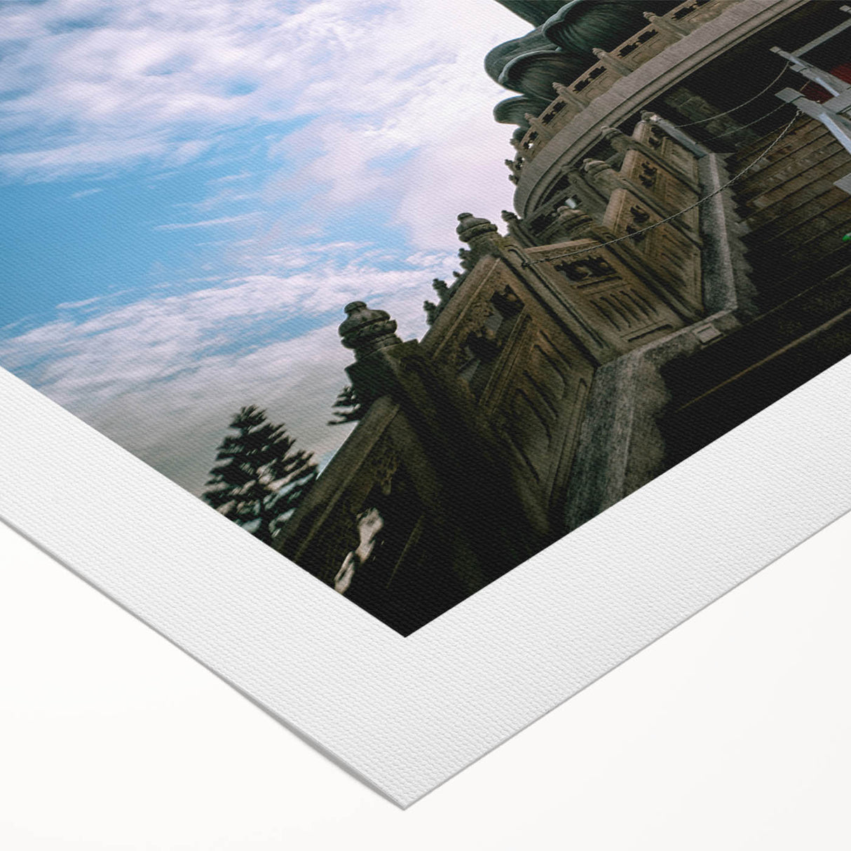 Art deco poster of Hong Kong skyline in muted gray and blue tones on rolled canvas, suitable for dining room wall art.