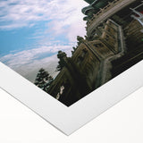 Art deco poster of Hong Kong skyline in muted gray and blue tones on rolled canvas, suitable for dining room wall art.