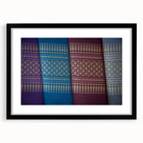 Abstract art print featuring vibrant, colorful textured scenery of Laos on a large framed canvas.