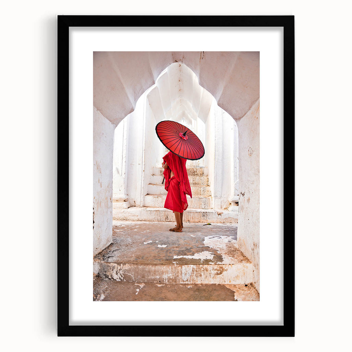 Abstract art print of a colorful Myanmar landscape in textured style on a large framed canvas, ideal for living room decor.