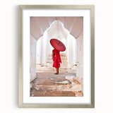 Textured abstract art print of a Myanmar landscape in muted earth tones on a framed canvas, suitable for bedroom decor.