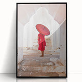 Large abstract wall art depicting a stylized Myanmar scenery in black and white, framed in acrylic.