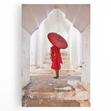 Black and white photograph of a Myanmar landscape on stretched canvas, ideal for kitchen wall art.