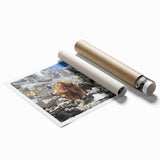 Extra large rolled print of a serene Nepalese landscape with vibrant greenery and floral elements.