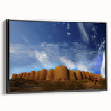 Black and white framed canvas of a vintage Pakistani landscape, ideal for bedroom wall decor.