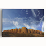 Large black and white photographic print of a scenic Pakistani landscape on stretched canvas, ideal for kitchen wall art.