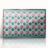 Mid-century modernist art of Singapore skyline in silver framed acrylic, featuring cool blue and gray tones.