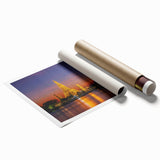 Extra large rolled print of Bangkok scenery with vibrant floral elements, ideal for classy bathroom wall art.