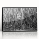 Large abstract wall art depicting a vibrant, colorful Thai landscape on a framed acrylic, ideal for modern living room decor.