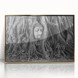 Large art print of a Thai landscape in gold and green tones on framed acrylic, ideal for modern art wall decor.