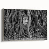 Framed canvas featuring a vintage-style landscape art painting of a Thai scenery in colorful hues.