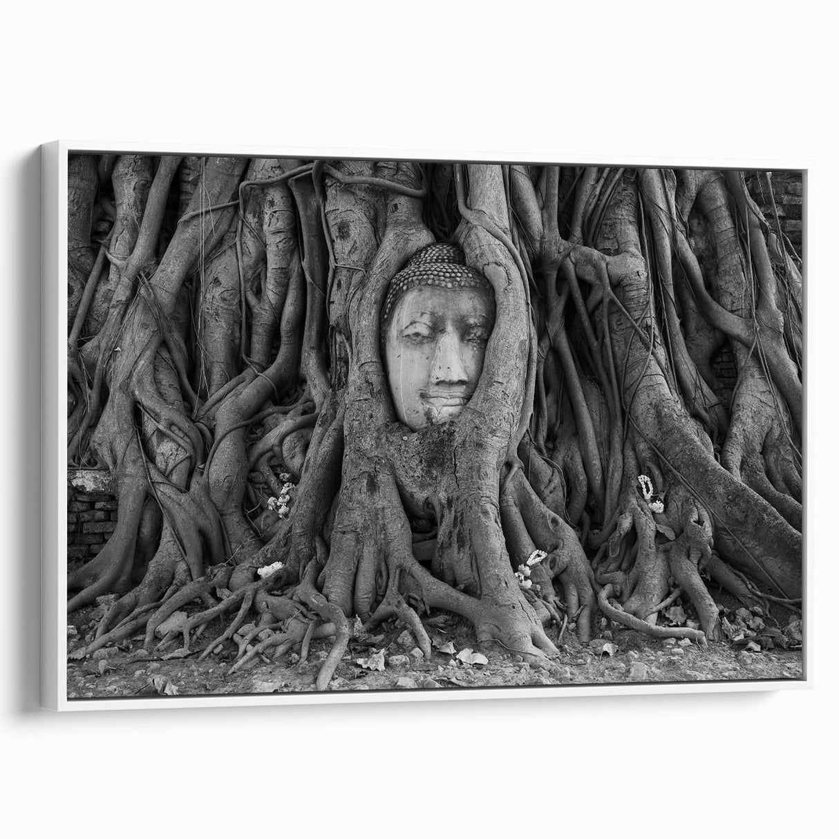 Vintage poster art of a Thai landscape on framed canvas, featuring vibrant colors, ideal for living room decor.