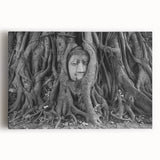 Black and white photograph of a Thai landscape on stretched canvas, ideal for kitchen wall art.