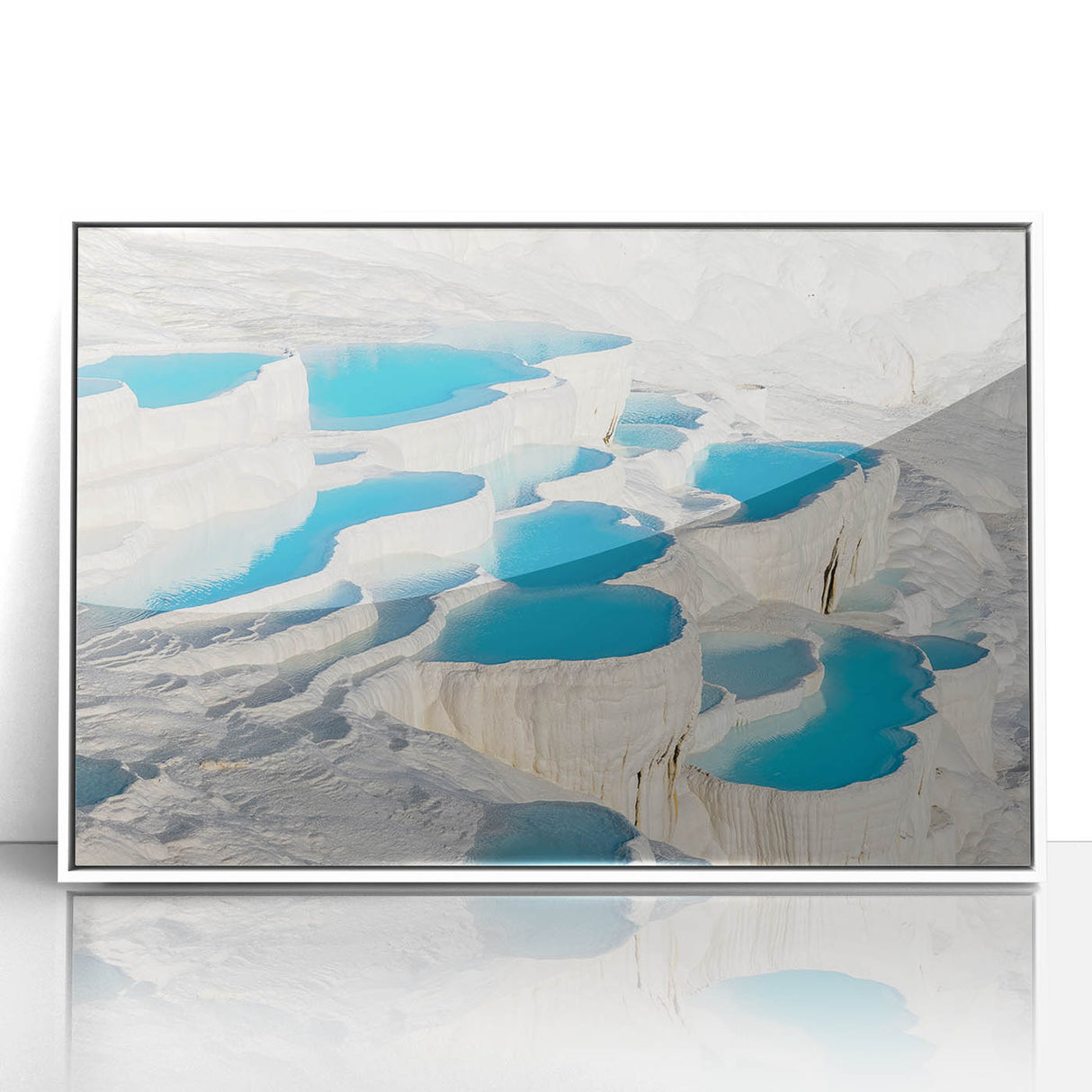 Art deco poster of a Turkish landscape in muted earth tones, framed acrylic, ideal for modern art wall decor in a nursery.
