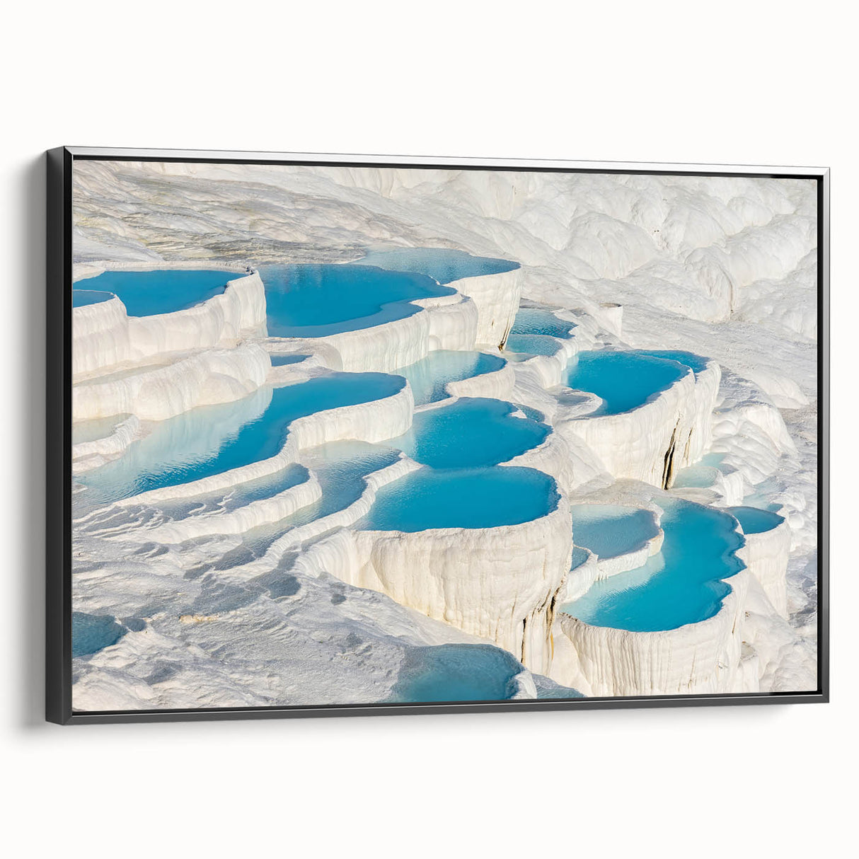 Black and white landscape art painting of a Turkish scenery on framed canvas, ideal for bedroom wall decor.