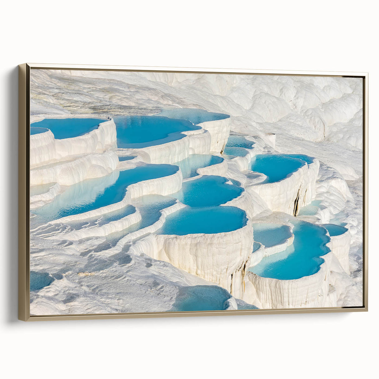 Framed canvas landscape painting of a Turkish scenery in muted earth tones, ideal for bedroom wall art.