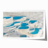 Large rolled canvas print depicting a serene Turkish landscape in soft pastel hues, ideal for dining room wall art.