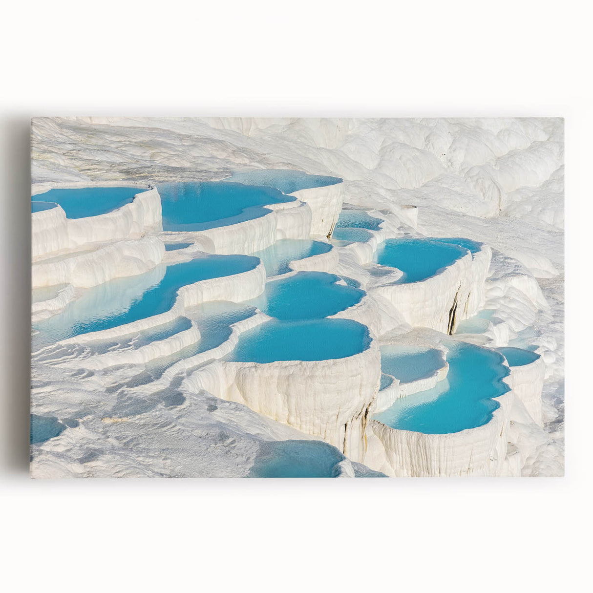 Large black and white stretched canvas of a Turkish landscape, ideal for kitchen wall art.