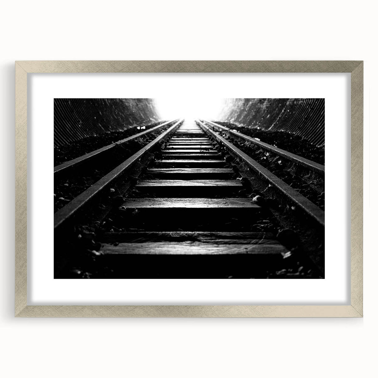Abstract art print of Adelaide scenery in muted silver and gray tones on a framed canvas.