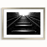 Abstract art print of Adelaide scenery in muted silver and gray tones on a framed canvas.