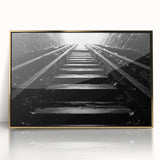 Mid-century modernist art depicting Adelaide scenery in muted gold and blue tones on a framed acrylic.