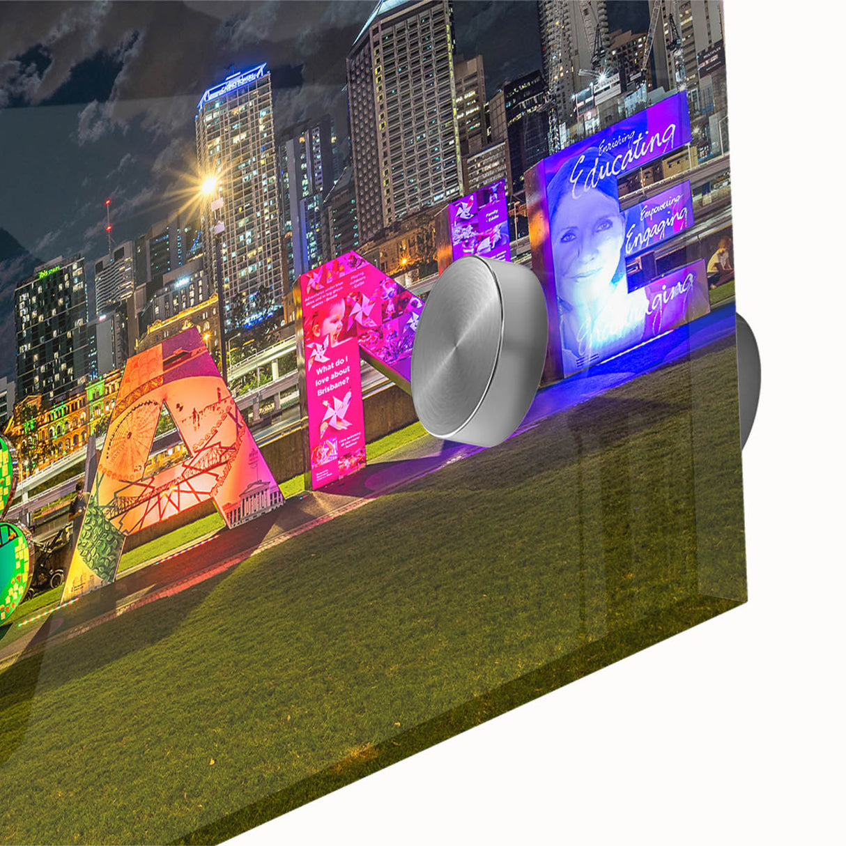 Large abstract wall art depicting Brisbane scenery in muted earth tones on acrylic glass, suitable for dining room ambiance.