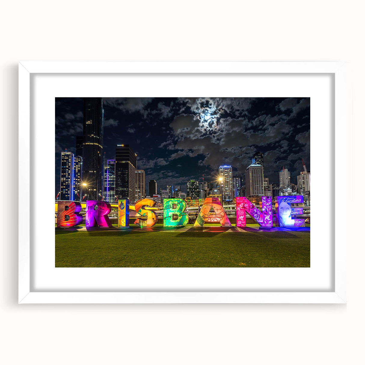 Extra large abstract art print of Brisbane scenery in muted earth tones on a framed canvas, ideal for living room decor.
