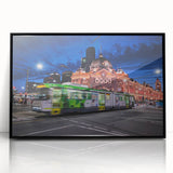Large abstract wall art depicting Melbourne scenery in muted gray and black tones on framed acrylic.