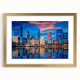 Textured abstract art print of Perth scenery in muted earth tones, framed in gold, ideal for bedroom art.