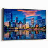 Black and white framed canvas of Perth landscape, ideal for bedroom wall art.