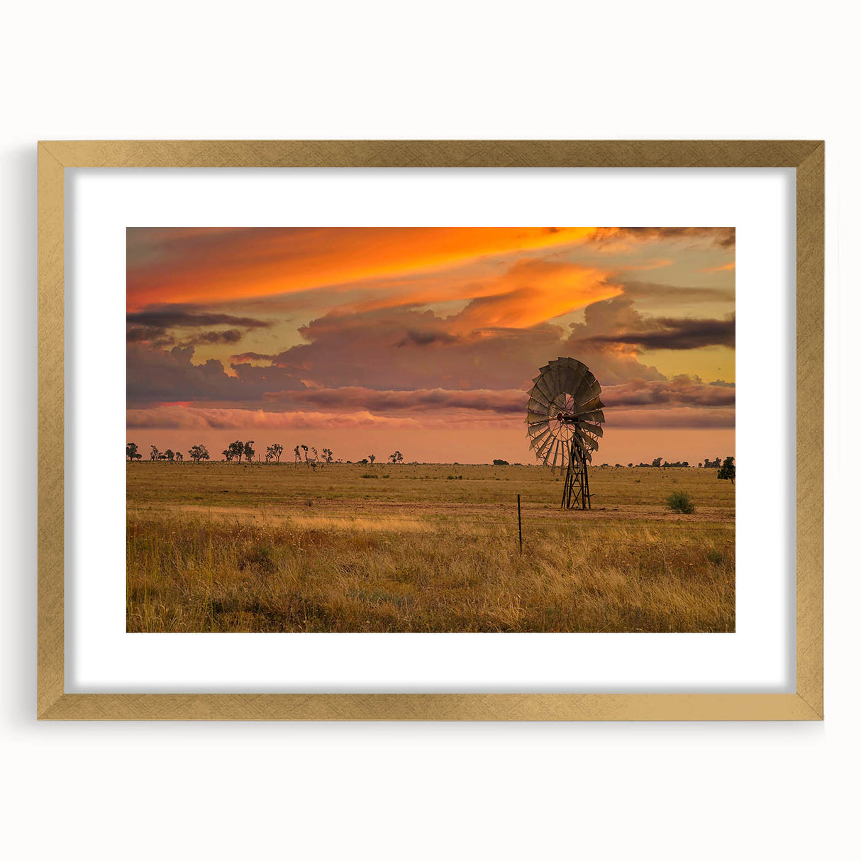 Abstract art print of Queensland scenery in muted earth tones on a framed canvas, ideal for dining room decor.