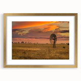 Abstract art print of Queensland scenery in muted earth tones on a framed canvas, ideal for dining room decor.