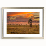 Extra large abstract art print of Queensland scenery in textured silver frame, ideal for living room decor.