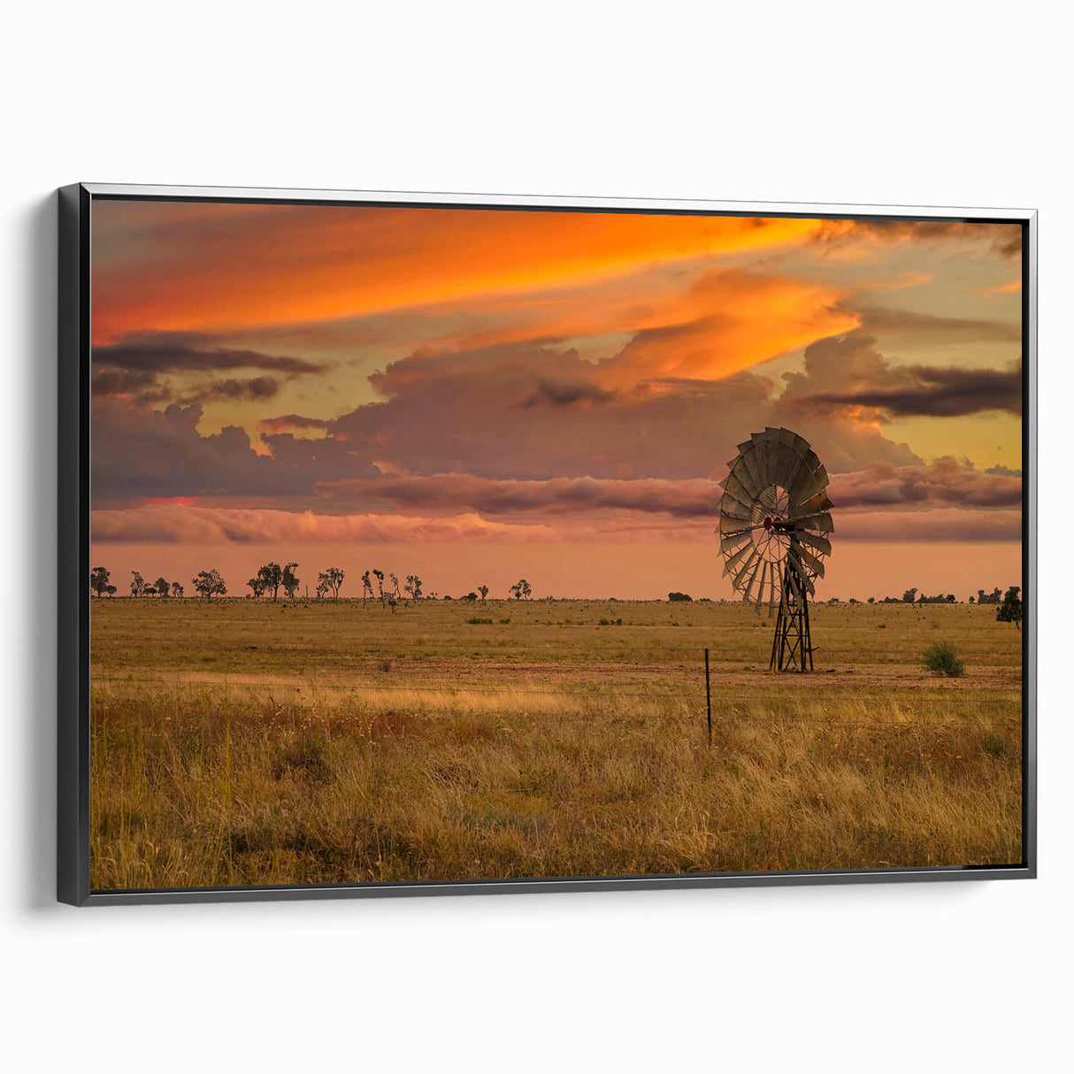 Black and white framed canvas of a Queensland landscape, ideal for bedroom wall art.