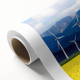 Art Deco style poster of Alberta, Canada scenery in soft pastel colors on rolled canvas, ideal for nursery wall art.