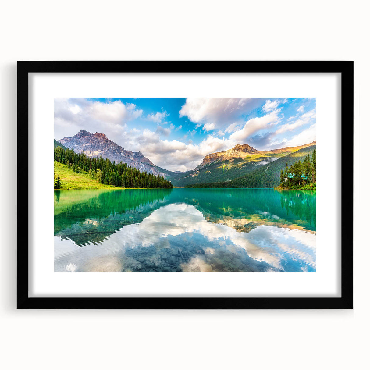 Abstract art print of British Columbia scenery in vibrant colors on a textured, extra large canvas.