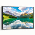 Black and white framed canvas of British Columbia landscape, ideal for bedroom wall art.