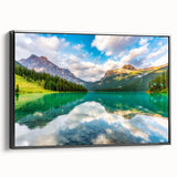 Black and white framed canvas of British Columbia landscape, ideal for bedroom wall art.