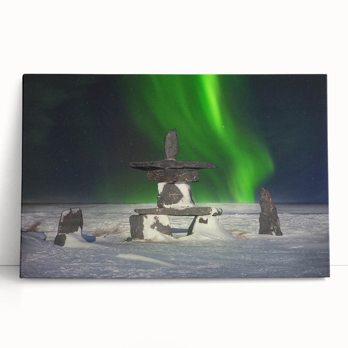 Black and white stretched canvas featuring a serene Manitoba landscape, ideal for kitchen wall art or bedroom ambiance.